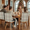 thumbnail image 5 of Christmas Theme Chair Covers Set of 4 Classical Plaid Green Red Brown Stripe Chair Back Covers Stretch Removable Washable Slipcovers Protector for Dining Room Kitchen Party Decor, 5 of 5