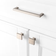 KOOFIZO 10 Pack Square Top & Base Cabinet Knob - Brushed Nickel Pull Handle (30mm / 1.2 Inch)