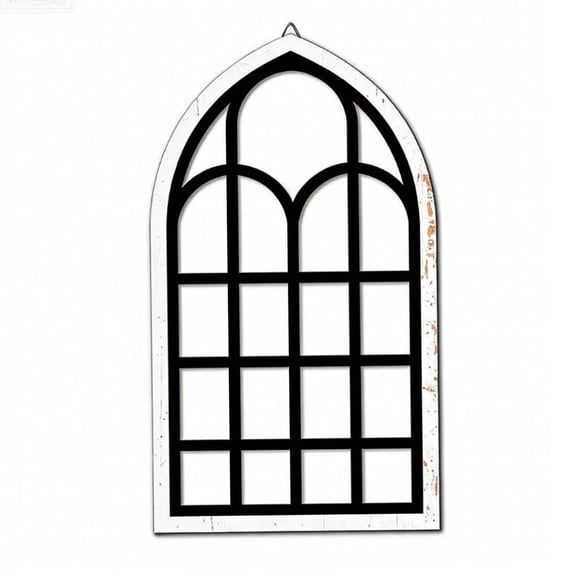 jifeng Arched Window Wall Mirror Decorative Wall Mirror for Vanity Bedroom Entryway Black