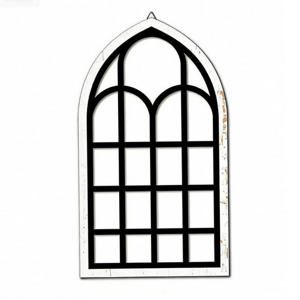 Espejo de ventana arqueado, espejo de pared decorativo, minimalismo, acrílico, panel de ventana, espejo de pared Negro