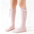 thumbnail image 2 of Toddler Girls Knee Hight Stocking Solid Color Bowknot Soft Long Socks 2-8 Years, 2 of 7