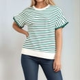 thumbnail image 2 of Summer Tops for Women Striped Intarsia Round Neck Short Sleeve T Shirt With Lace Up Edges For Women Warm Compression Shirt Plain Athletic Shirts Medium Womens Hoodie Womens Long Sleeve Green XL, 2 of 7