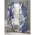 thumbnail image 4 of Spring Flowers Sheer Curtains 96 Inch Length 2 Panels for Living Room, Purple Hydrangea Orchid Floral Country Voile Kitchen Curtain Set, Luxury Privacy Drapes Window Treatment for Bedroom, 4 of 7