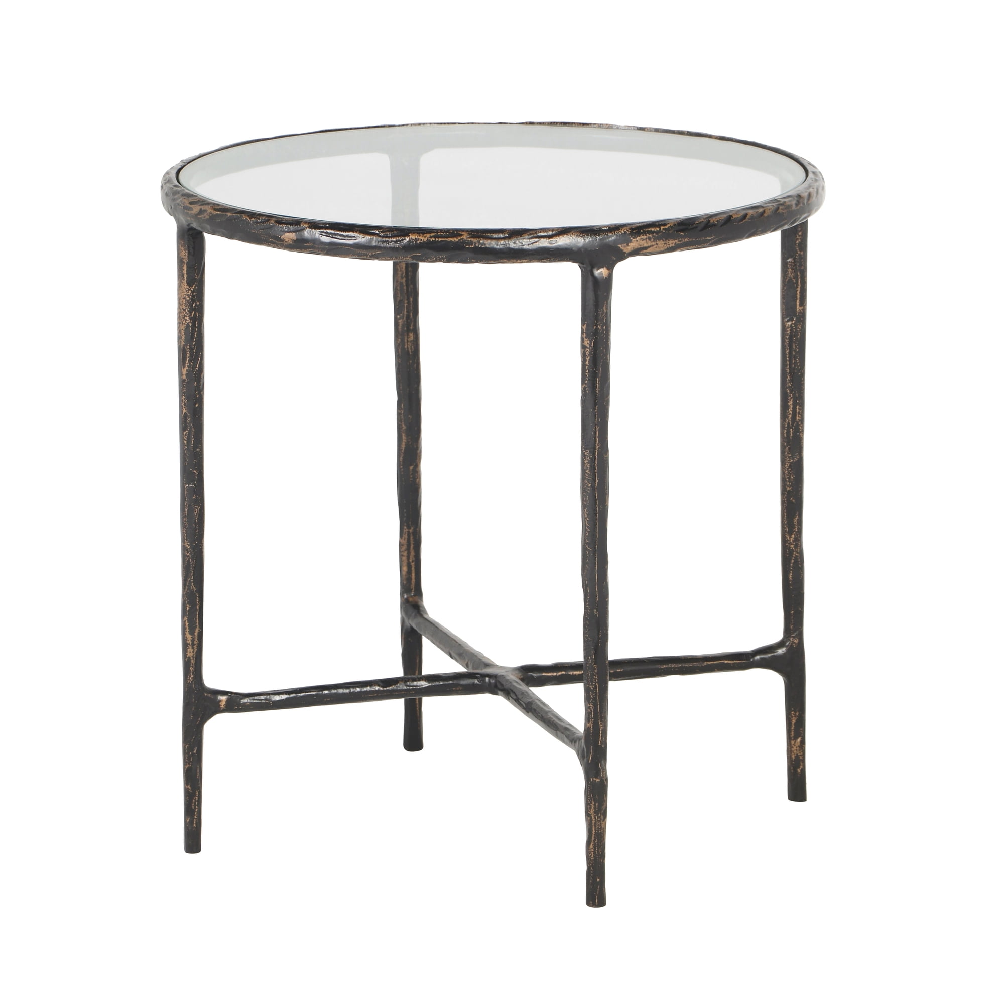 Ox Bay Nicole 22" Round Glass Top Side Table – Contemporary Accent Table for Indoor Use, 22" High