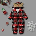 thumbnail image 2 of Mrzhqd Christmas Pajamas For Family Baby Christmas Pajamas Plaid Printed Onesie With Hooded Zipper Sleepwear,Red,Size 0-3 Months, 2 of 5