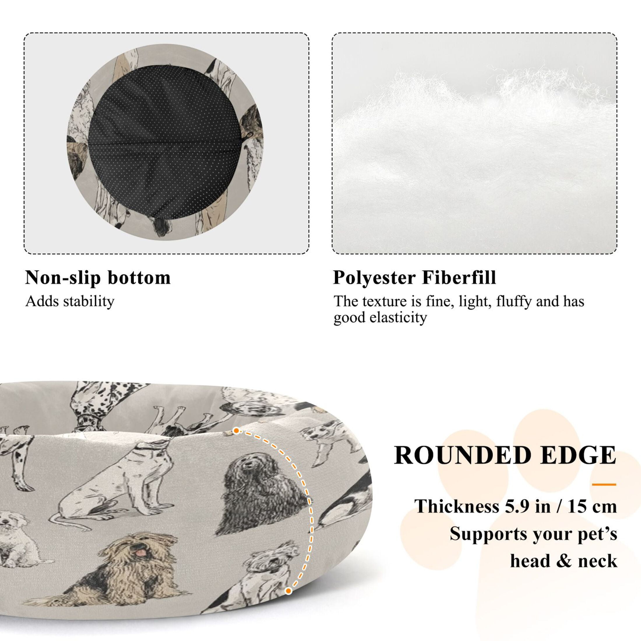 Iauyy Pet Couch Donut Cat Bed for Indoor Cats/Small Dogs Washable & Machine with Non-slip Bottom Calming Cat Furniture, Pied Dog (S)