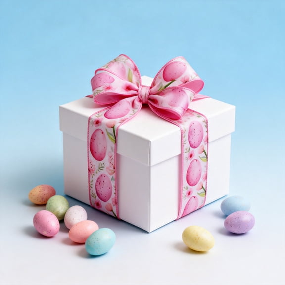 weibbin Easter Bunny Egg Ribbon Wire Edge Polyester Craft Roll C 177in