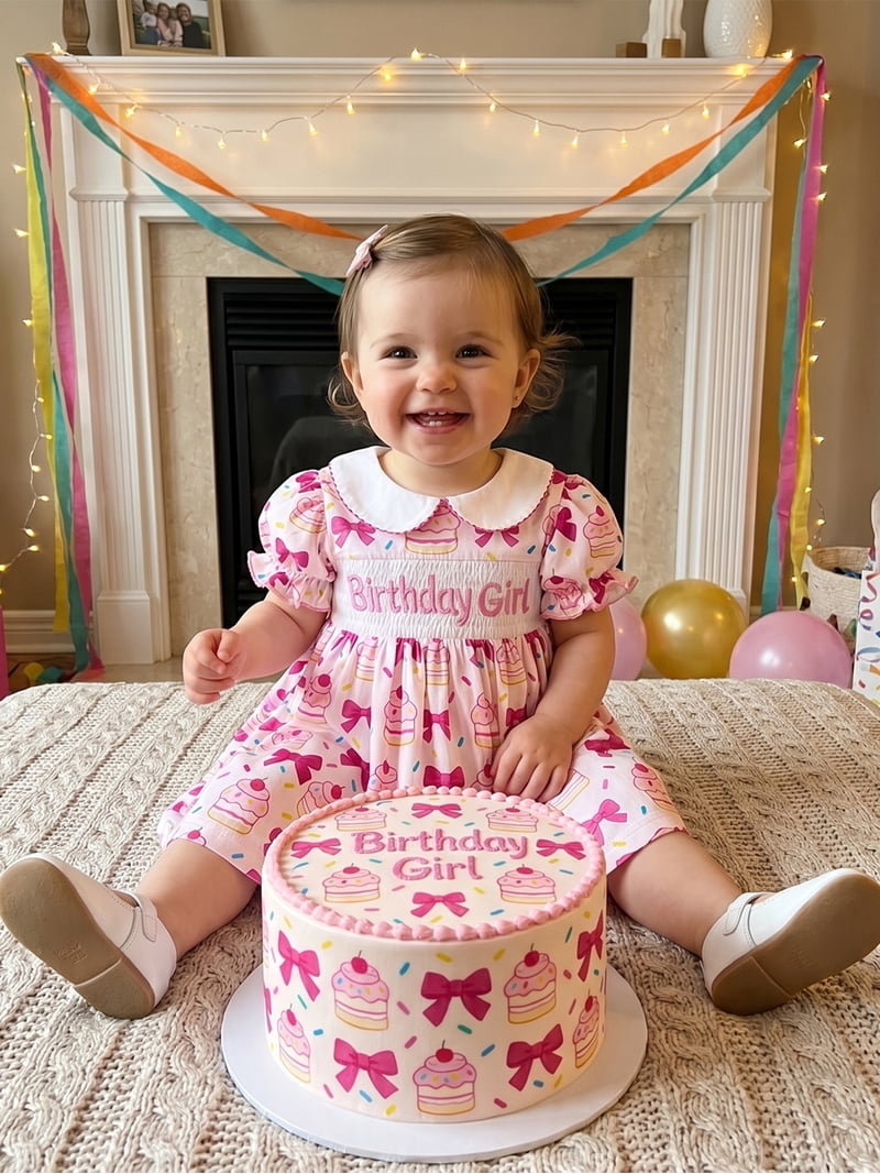 smocked birthday cake dress Birthday Cake Pink Smocked Dress