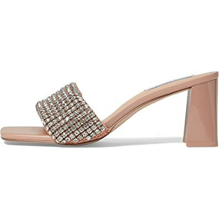 Steve Madden Laney Blush Crytals Details Slip On Open Toe Mid