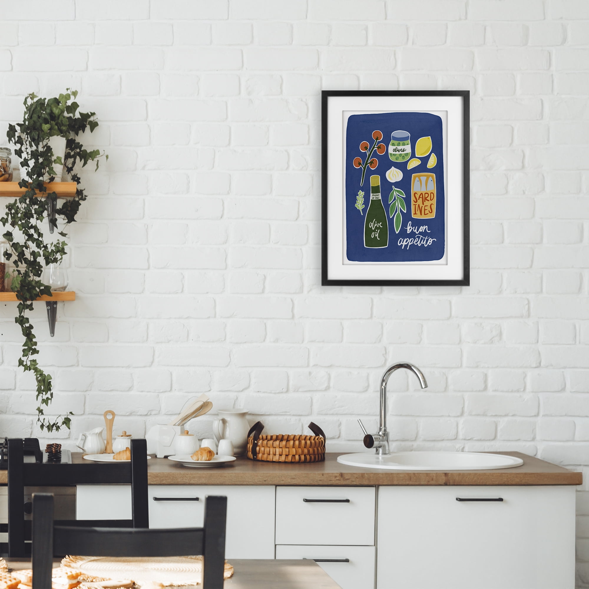 Stupell Industries Italian Kitchen Necessities Black Framed Print Under Glass, design by Amanda Houston