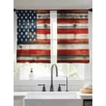 thumbnail image 2 of Vintage American Flag Sheer Curtains 45 Inch Length 2 Panels for Living Room, Retro USA Flags Wooden Voile Kitchen Curtain Set, Luxury Privacy Drapes Window Treatment for Bedroom, 2 of 7
