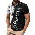 thumbnail image 1 of Camisas de Manga Larga para Hombres Impresos Girar Hacia Abajo Botones de Cuello Lateral Dividido, Casual Blusa de Manga Corta, 1 of 5