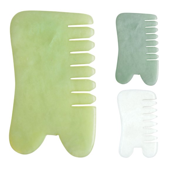 Soumake Gua Sha Stone – Wide-Tooth, Clear Surface, Compact Handheld Multifunctional Scalp Comb & Massage Tool