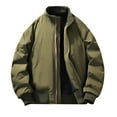 thumbnail image 2 of Afuyipoi Men's Bomber Jacket, Full Zip Up Long Sleeve Jacket Stand Up Collar Fall Winter Outwear Army Green M, 2 of 4