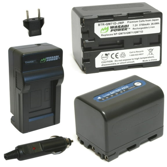 Wasabi Power Battery (2-Pack) and Charger for Sony NP-QM71D