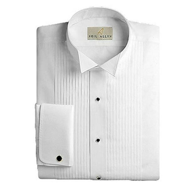 Neil Allyn Men's Tuxedo Shirt 100% Cotton Wing Collar 1/4 Pleat ...
