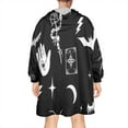 thumbnail image 2 of Wearable Oversized Blanket,Black Halloween Witchy Symbols Wearable Blanket Hoodie for Adults,Cozy Hooded Blankets with Super Pockets,Super Warm Fuzzy Pullover for Women & Men, 2 of 6