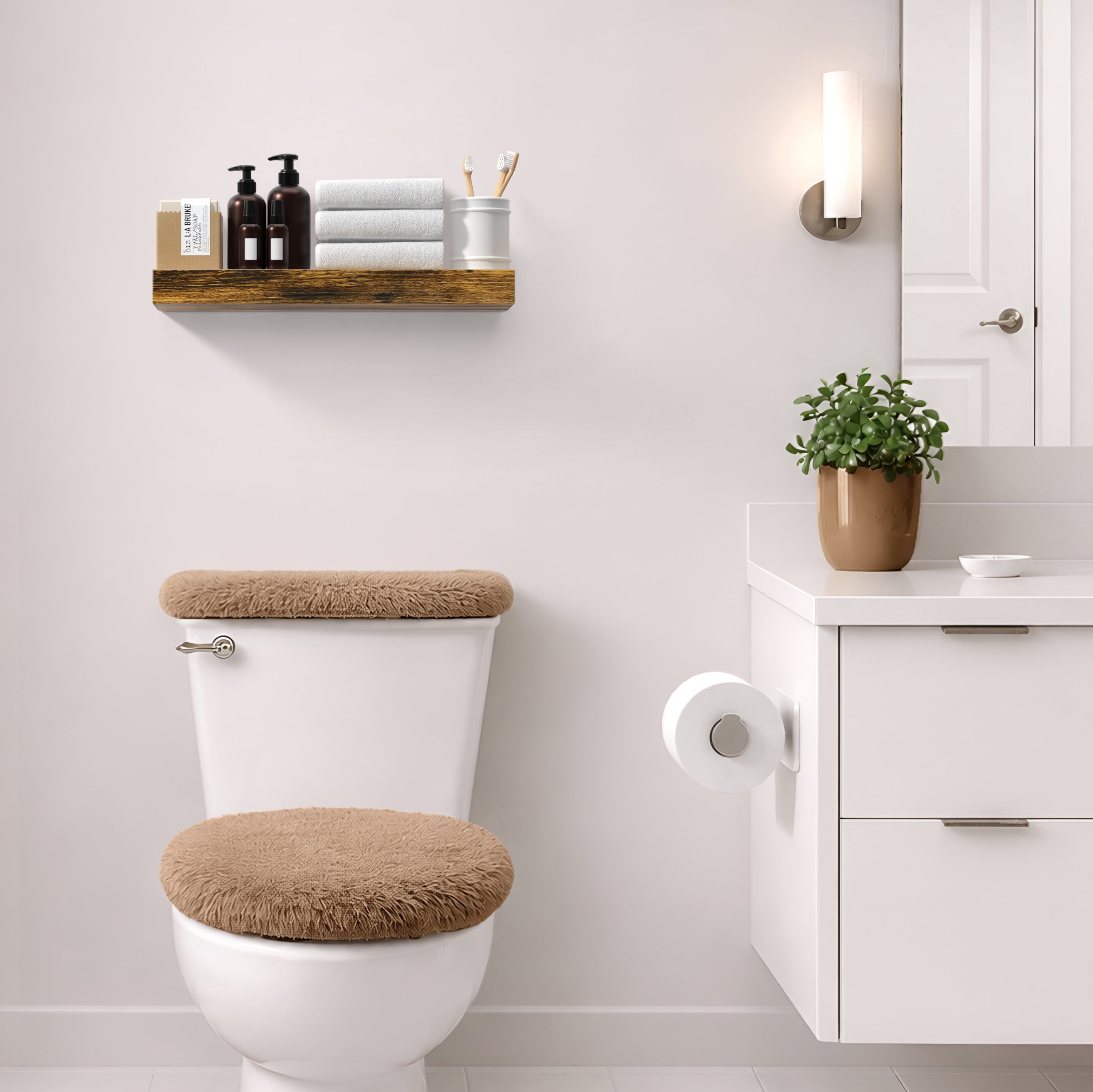Sorbus 16.25" Floating Wall Shelf, Brown, Invisible Brackets, Bathroom, Bedroom & Home Decor