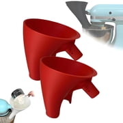 Lethargic Flour Funnel for KitchenAid Mixer 5 Qt, 4.72 x 3.94 x 4.53 in Plastic Ingredient Pouring Funnel Attachment for Baking and Kitchen Mixing ( 2PCS - Red )