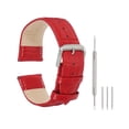 thumbnail image 1 of Correas de reloj de cuero Uxcell para hombres y mujeres, correa de reloj de liberación rápida de 22 mm con patrón de cocodrilo, correa de cuero plana y delgada elegante con herramientas, roja, 1 of 7