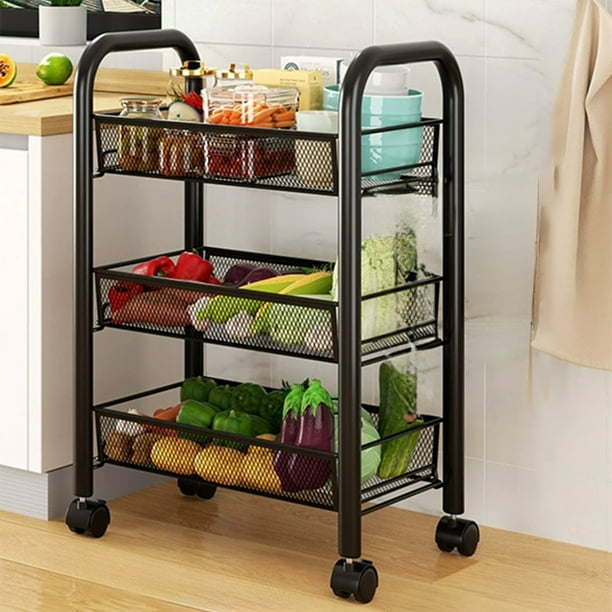 Organizadores de armario y almacenamiento, carrito de almacenamiento rodante de 3 niveles, organizador de baño, carrito de lavandería, estantería móvil, multiusos para cocina, baño, espacios estrechos