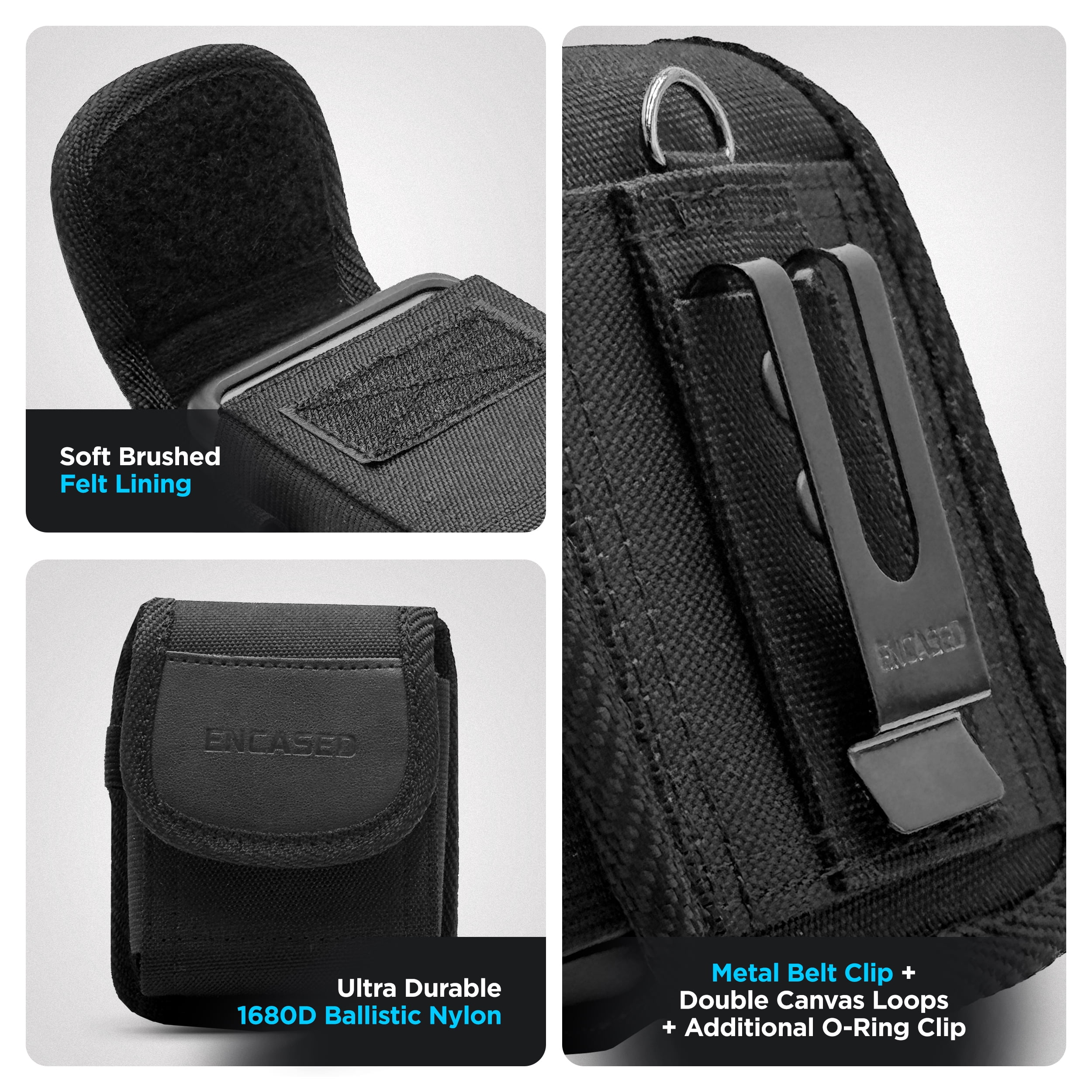 Encased Holster for Motorola Razr Plus 2024 Case with Belt Clip (Razr+) 2-in-1 Case with Hinge and Screen Protection & Heavy Duty Nylon Phone Pouch (Moto Razr 50 Ultra)