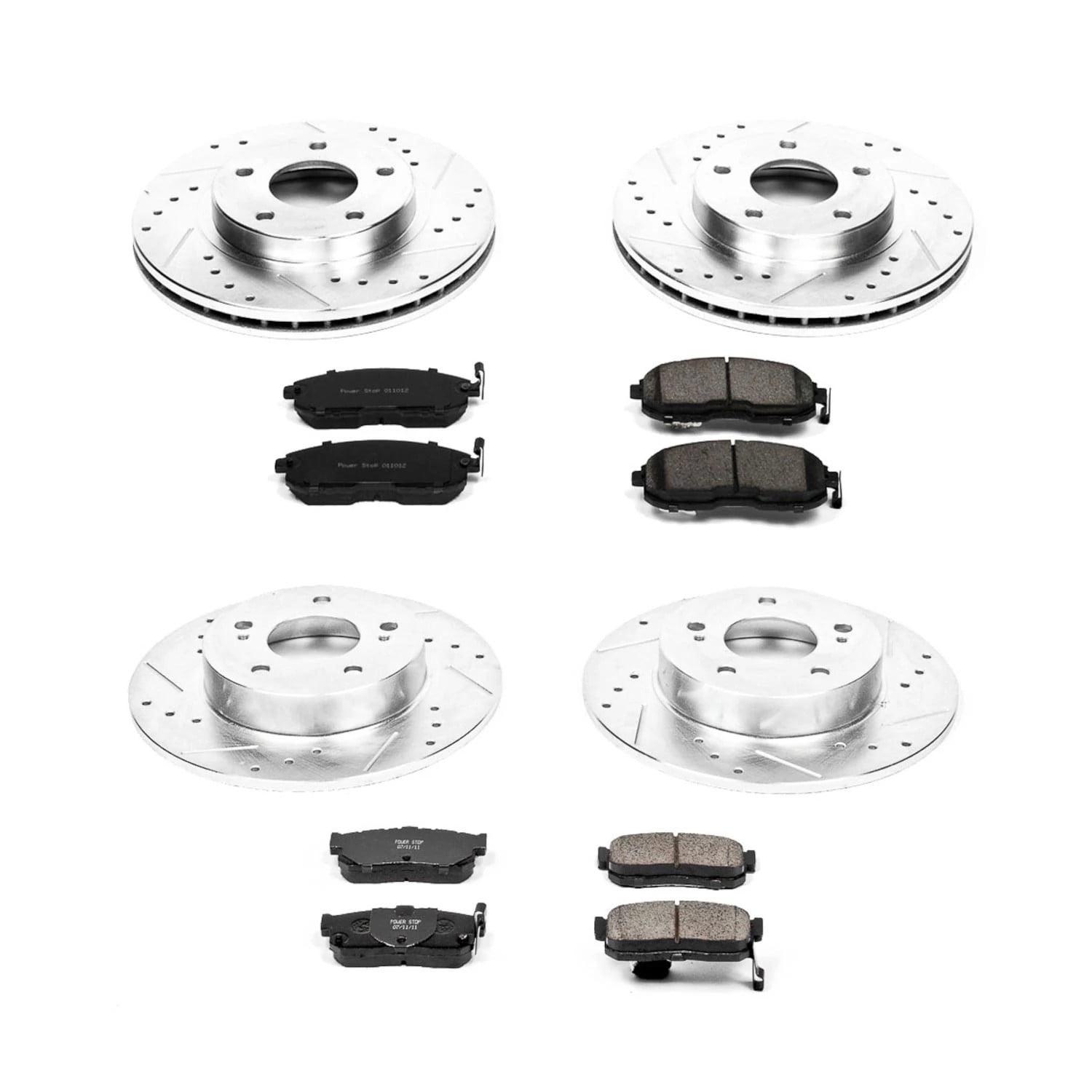 PowerStop Front and Rear Z23 Evolution Sport Carbon-Fiber Ceramic Brake Pad and Drilled & Slotted Rotor Kit Fits: NISSAN Select Models K2704