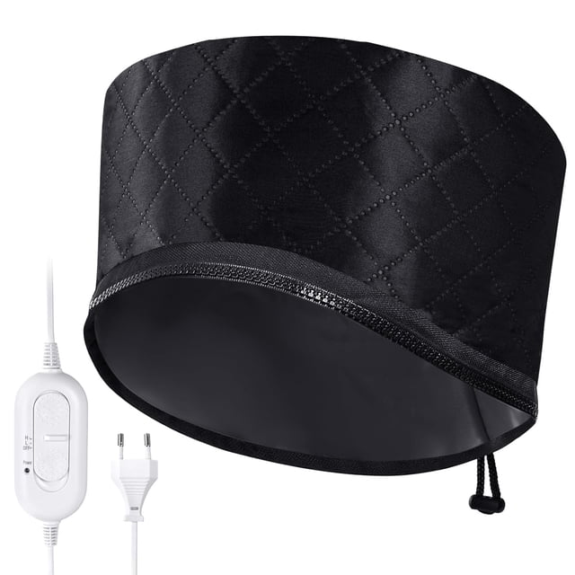 Crrynuo - Gorro térmico - Cuidado capilar profundo - Gorro vaporizador para el cabello - 23 cm 17 cm 13 cm - Negro