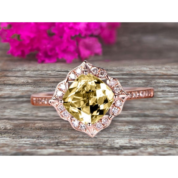 Surprisingly 7mm Cushion Cut 2.05 Carat Champagne Diamond Moissanite Engagement Ring On 10k Rose Gold Unique Look Glaring Staggering Ring