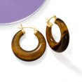 thumbnail image 5 of Ross-Simons Tiger's Eye Hoop Earrings in 14kt Yellow Gold, Women's, Adult, 5 of 6