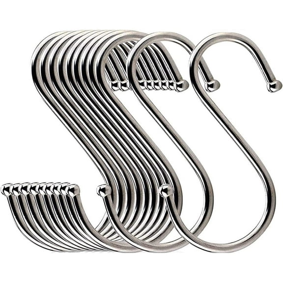 S Hooks for Hanging, Stainless Steel S Shaped S Hooks,Heavy Duty S Hooks Hanging Hooks for Hanging Plants, Clothes, Pot, Pan, Cups(Silver,6 Pack)