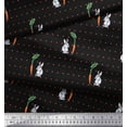 thumbnail image 3 of Soimoi Cotton Cambric Fabric Carrot & Rabbit Dots Print Fabric by the Yard 42 Inch Wide, 3 of 5