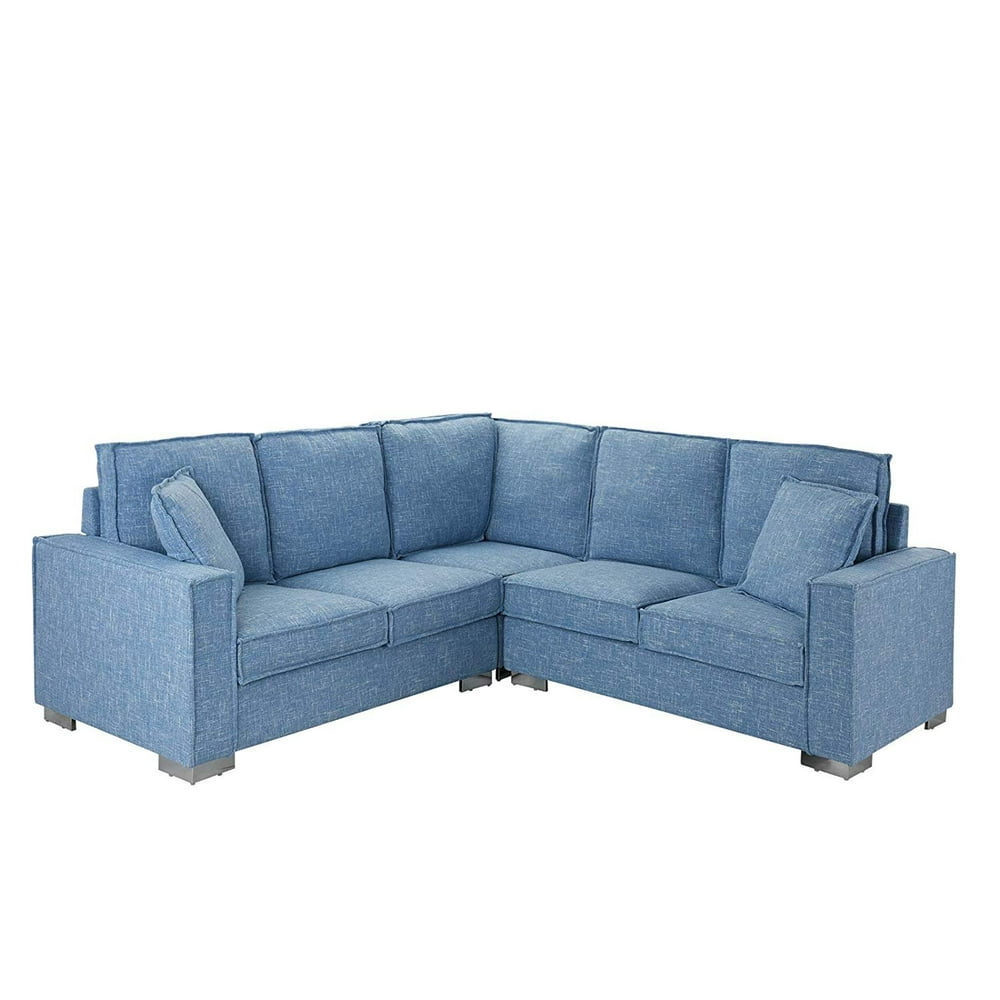 Mobilis Modern Living Room L Shape Sectional Sofa Upholstered in Linen