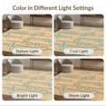 thumbnail image 7 of ODIKA 6'x9' Teal Beige Botanical Stems with Oval Washable Area Rug Vertical Striped Background Scattered Leaf Motifs for Queen Size Bedroom, Under Bed, Master Suite, Easy Care, Non-Shedding, 7 of 7