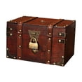 thumbnail image 2 of Vintage Decorative Treasure Chest Storage Box, Wooden Treasure Chest Storage Box with Lock, Antique Vintage Small Storage Box for Jewelry Organizer, Gift Box and Room Decoration - 7" x 4.3", 2 of 7
