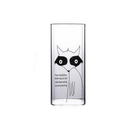 

Cartoon Square Glass Single Layer Home Coffee Office Glass Juice Drink Cup E