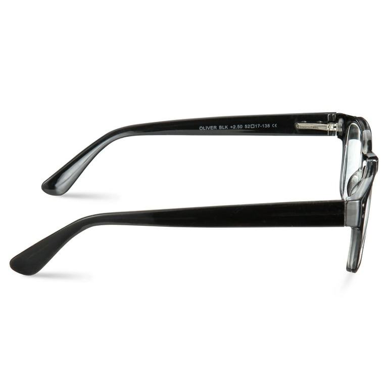 M Men s Scratch Resistant Oliver 2.50 Square Reading Glasses with Case Black