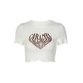 thumbnail image 6 of Gzhioc Women Summer Casual Crop Tops, Letter Printed Short Sleeve Round Neck Slim-Fit Tops, 6 of 9