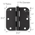 thumbnail image 2 of Design House 12-Pack 3.5" H x .625" Radius Butterfly Interior/Exterior Door Hinges, Matte Black, 2 of 14