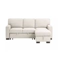 thumbnail image 5 of Beige 2pc Sectional Sofa with Pullout Bed Reversible Storage Chaise Drop-Table USB Ports Modern Living Room L-shape Sofa, 5 of 7