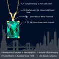 thumbnail image 2 of Gem Stone King 18K Yellow Gold Plated Silver Green Nano Emerald and White Diamond Pendant Necklace for Women (6.52 Cttw, Gemstone May Birthstone, Emerald Cut 14X10MM, with 18 inch Silver Chain), 2 of 5