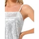 thumbnail image 5 of Vestido de fiesta sin mangas con tirantes de espagueti y lentejuelas para mujeres Inspire Chic, mini vestido brillante con flecos, plateado, 5 of 6