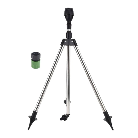 Rotating Tripod Sprinkler, 360 Degree Large Area Coverage, Telescoping Metal Base, Automatic Double-Sided Water Sprinkler for Lawn, Garden, and Yard