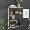 thumbnail image 5 of Danya B. Rhodes 4 Tier Modern Floating Windowsill Wall Shelf Unit with White Metal Frame and Light Walnut MDF Shelves, 5 of 11