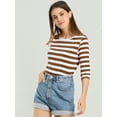 thumbnail image 3 of Disfraz de Día de San Patricio para mujer Allegra K Camiseta ajustada Cafe Blanco S, 3 of 6