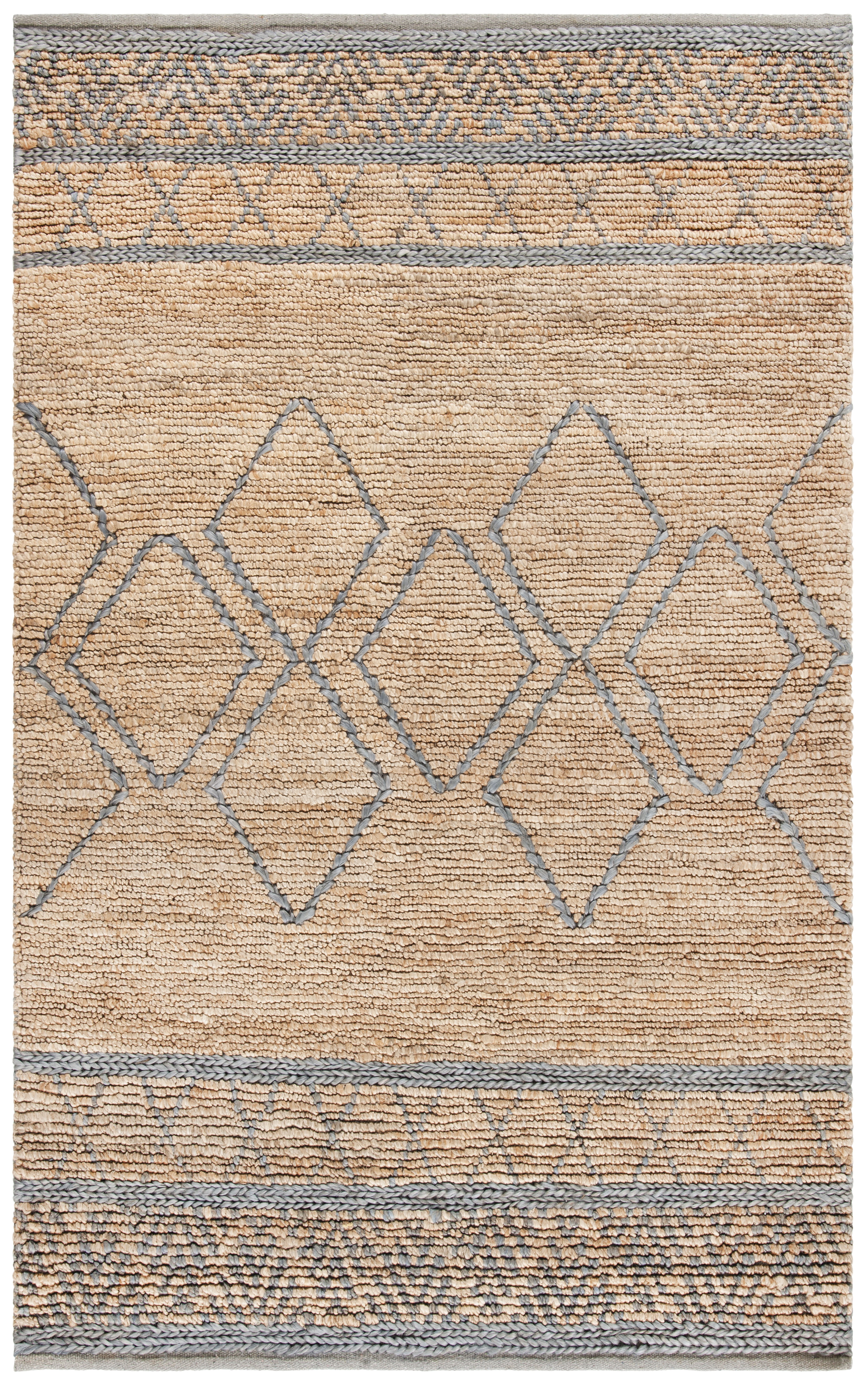 SAFAVIEH Natural Fiber Dahila Geometric Jute Area Rug, Beige/Grey, 4' x 6'