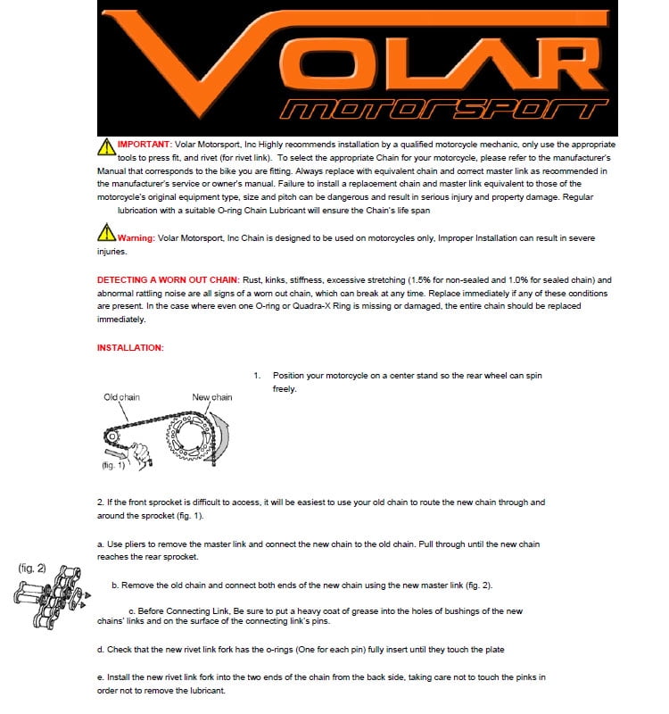 Volar O-Ring Chain Nickel for 2013-2018 Honda CRF250L