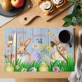 thumbnail image 2 of Placemats Set of 6, Easter Bunny Woven Placemat, Linen Place Mats for Kitchen/Dining Tables, Spring Easter Eggs Chicken Blue Wood Washable Table Mats for Party, 2 of 8