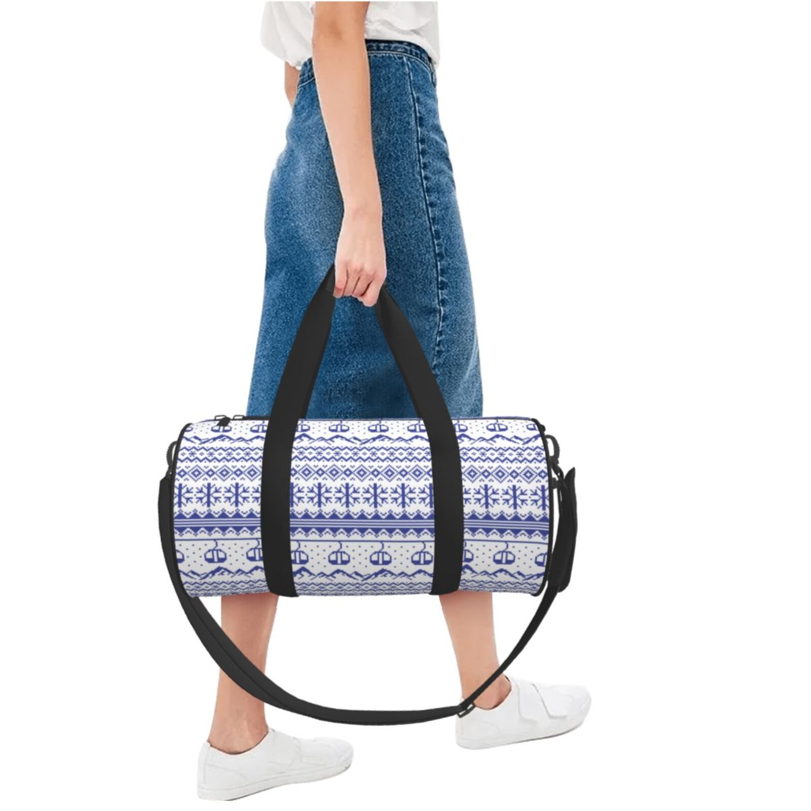 Vsdgher Abstract Gondola Snowflake 45L Foldable Duffel Bag, Sports Gym Bag,Overnight Bag, Portable Weekender Bag for Airplanes