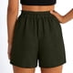 thumbnail image 3 of Pantalones Cortos de Ajuste Suelto para Mujeres Moda Casual Alta Cintura de Lino Mezcla Pantalones Cortos con Bolsillos, Poliéster Suave Recto Sólido Fondo de Verano para Diario, 3 of 6